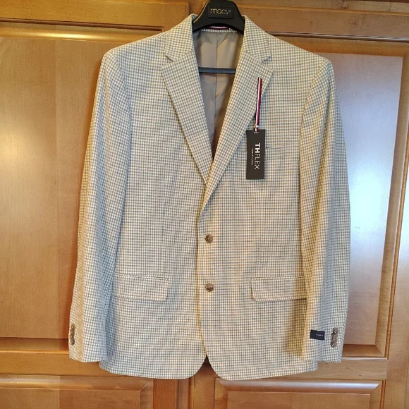 NWT Tommy Hilfiger Conrad Tan/Grey Sport Coat 44REG Flex - Picture 2 of 14